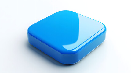 Wall Mural - blank mobile application icon, button - blue square with round corners. 3d rendering, white backgrou