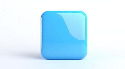 Wall Mural - blank mobile application icon, button - blue square with round corners. 3d rendering, white backgrou
