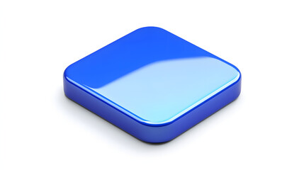Wall Mural - blank mobile application icon, button - blue square with round corners. 3d rendering, white backgrou