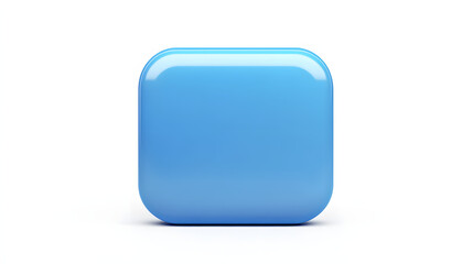 Wall Mural - blank mobile application icon, button - blue square with round corners. 3d rendering, white backgrou