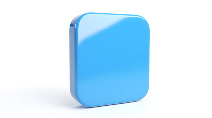 Wall Mural - blank mobile application icon, button - blue square with round corners. 3d rendering, white backgrou