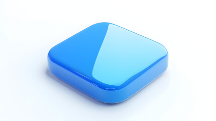 Wall Mural - blank mobile application icon, button - blue square with round corners. 3d rendering, white backgrou