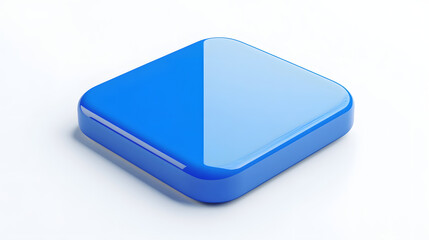 Wall Mural - blank mobile application icon, button - blue square with round corners. 3d rendering, white backgrou