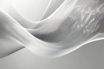 Fototapete - Sleek geometric pattern of thin white lines on a soft gray background showcasing minimalist digital art in a smooth aesthetic ambiance