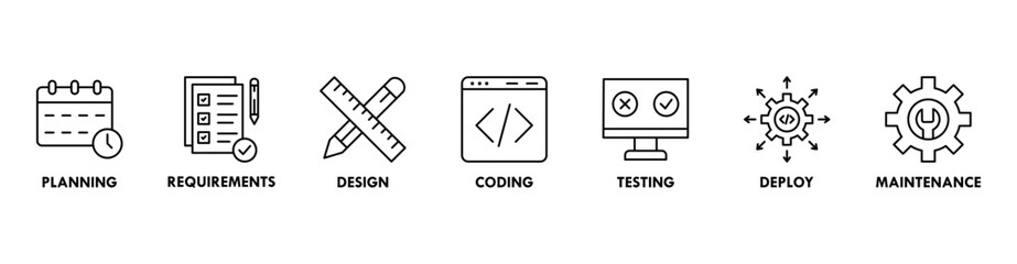 software development life cycle banner web icon vector illustration concept of sdlc with icon of pla
