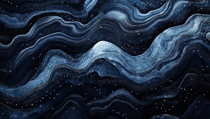 Wall Mural - Abstract artistic depiction of swirling waves and celestial stars