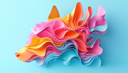 Wall Mural - Colorful layered paper art created from various warm and cool colors
