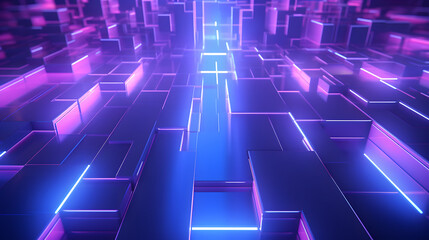Wall Mural - 3d rendering of blue and purple abstract geometric background. scene for advertising, technology, sh