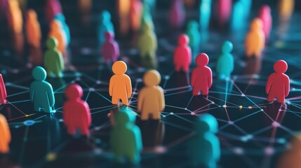 Aufkleber - Colorful figures on a digital grid highlight diverse customer insights for effective personalized marketing strategies and engagement practices