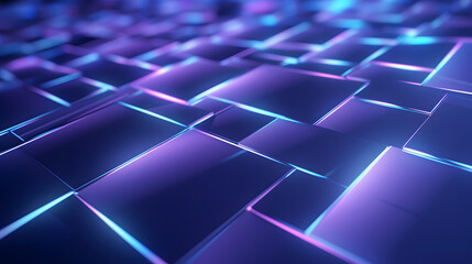 Wall Mural - 3d rendering of blue and purple abstract geometric background. scene for advertising, technology, sh