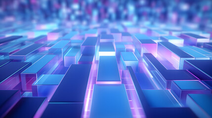 Wall Mural - 3d rendering of blue and purple abstract geometric background. scene for advertising, technology, sh
