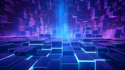 Wall Mural - 3d rendering of blue and purple abstract geometric background. scene for advertising, technology, sh