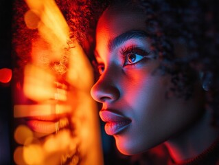 Poster - Cinematic Neon Portraits Gen Z Empowerment Through Bold Chromatic Lighting - Expressive Digital Creative Identity in Vibrant Color Narrative