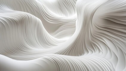 Wall Mural - abstract flowing white shapes with multiple curved layered patterns