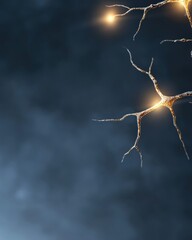 Fototapete - Illuminated Neuron Network Next-Gen Biotech Visualization Revealing Intricate Neural Connectivity in Cutting-Edge Neurological Research and Medical Innovation
