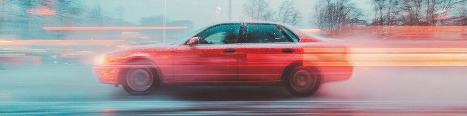 Fototapete - Futuristic Automotive Safety Tech High-Performance Vehicle Dynamics with AI-Enhanced Motion Blur Showcasing Advanced Driver Assistance Systems in Immersive Urban Mobility Landscape