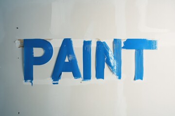 Leinwandbilder - Minimalist Design Innovation Blue Painters Tape Typography on Fresh Drywall - Modern Renovation Branding and Creative Visual Communication