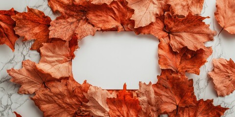 Aufkleber - Organic Minimalist Autumn Typography Frame Terracotta Maple Leaves Artfully Composing Negative Space for Modern Digital Marketing and Seasonal Brand Storytelling