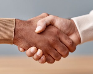 Leinwandbilder - Inclusive Corporate Collaboration Diverse Professionals Sealing Strategic Partnership with Empowering Handshake in Modern Business Landscape
