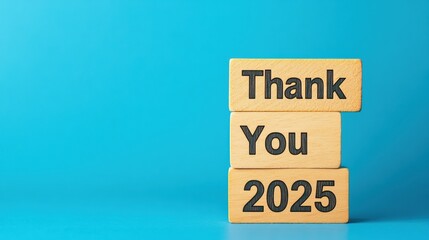 Aufkleber - Minimalist New Year Transition Concept Wooden Block Typography Expressing Gratitude and Forward-Thinking Vision for Personal Growth and Strategic Planning