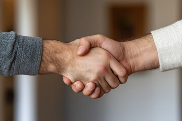 Leinwandbilder - Minimalist Professional Collaboration Authentic Handshake Symbolizing Trust, Connection, and Modern Business Dynamics in Inclusive Workplace Environments