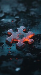 Leinwandbilder - Molten Innovation Adaptive Puzzle Piece Visualization - Cutting-Edge Problem-Solving Metaphor for Digital Transformation and Strategic Integration