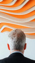 Fototapete - Minimalist Leadership Perspective Curved Geometric Abstraction Reflecting Modern Executive Innovation and Dynamic Corporate Vision for Next-Gen Professionals