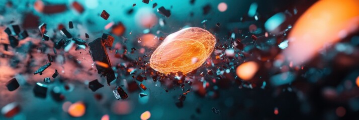 Aufkleber - Quantum Disruption Visualization Explosive Molecular Dynamics in Cinematic 8K - Cutting-Edge Scientific Innovation Technological Transformation