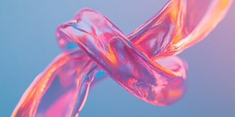 Poster - Holographic Fluid Dynamics Iridescent Translucent Ribbon Visualization in Ethereal - Innovative Medical Awareness and Brand Communication Design