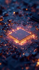 Poster - Quantum Fusion Microchip Radiant Neural Network Processor Illuminating Next-Gen AI Technology with Cybernetic Energy Visualization