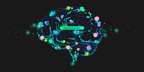 Wall Mural - illustration of abstract stream, ai brain concept. artificial intelligence. big data, technology, ai