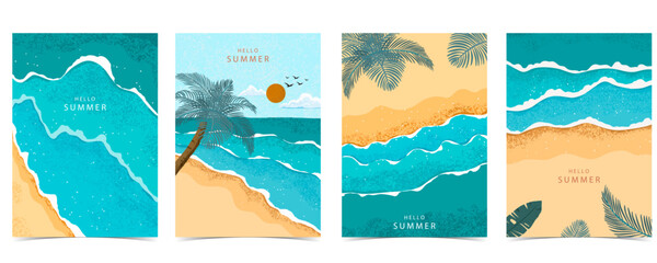 Wall Mural - summer landscape background with beach and sand grain texture for vertical a4 design