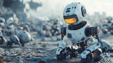 Wall Mural - a robotics engineer designing autonomous robots for search and rescue operations, disaster zone with