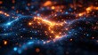 © kanesuan - A network of glowing digital nodes interconnected with vibrant blue light streams floating in a dark space, representing connectivity in the digital age