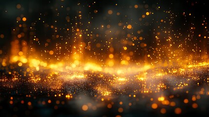 Digital rain of glowing symbols forming interconnected patterns against a dark backdrop