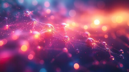 Crystalline network structure with rainbow refractions in a misty digital space