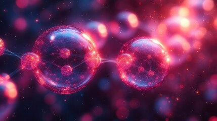 Abstract representation of quantum computing using interconnected light spheres