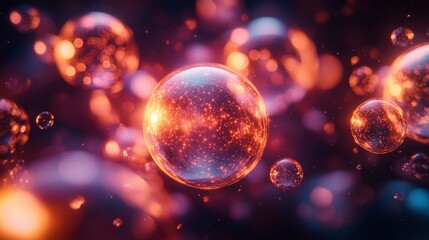 abstract representation of quantum computing using interconnected light spheres