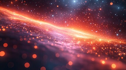 Abstract network of light beams forming architectural structures in space
