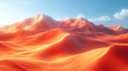 Digital desert landscape with geometric dunes and particle effects