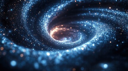 Digital tornado made of swirling data streams and particle effects
