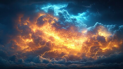 Digital storm system with data clouds and lightning effects