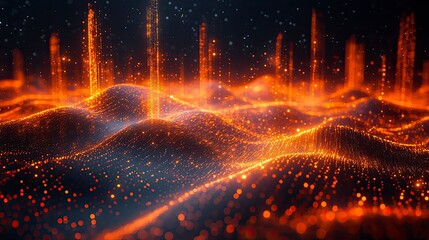 Abstract visualization of digital education using connected symbols