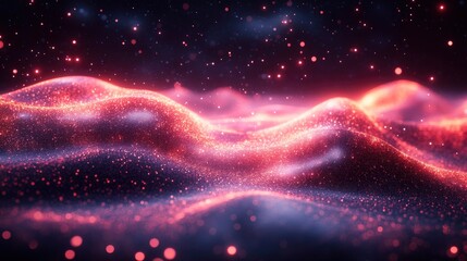 Digital galaxy made of flowing data streams and particle effects