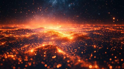 Network of light beams forming digital weather patterns