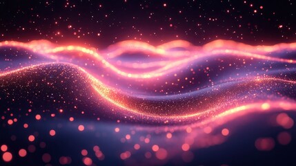 Digital northern lights made of data streams and particles