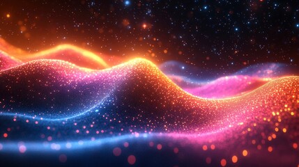 Digital northern lights made of data streams and particles