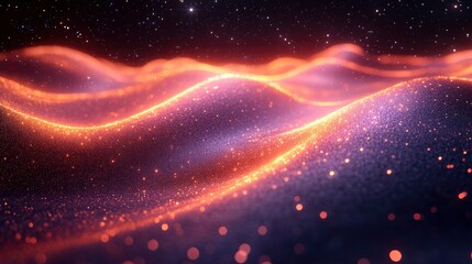 Digital northern lights made of data streams and particles