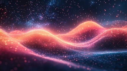 Digital northern lights made of data streams and particles