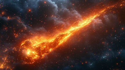Digital meteor shower with data streams and particle effects